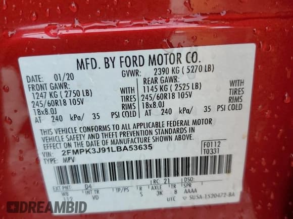 ✅ 2020 Ford Edge SEL • VIN: 2FMPK3J91LBA53635 • Лот: 45736615. Опубликован ранее на Copart с пробегом 88 430 миль. Бесплатный доступ к архиву аукционных продаж из США и подробный отчёт об истории автомобиля на DreamBid. Изображение 13.