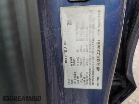 ✅ 2020 Tesla Model 3 Performance • VIN: 5YJ3E1EC2LF669481 • Lot: 53718595. Wystawiony na Copart z przebiegiem 88 709 mil. Bezpłatny archiwum sprzedaży aukcyjnych z USA i szczegółowy raport historii pojazdu na DreamBid. Zdjęcie 12.