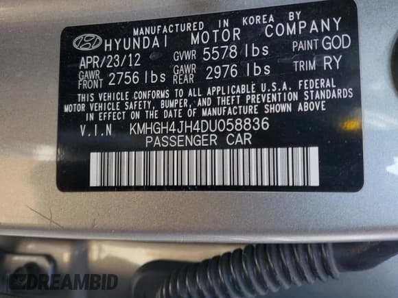 ✅ 2013 Hyundai Equus Signature • VIN: KMHGH4JH4DU058836 • Lot: 51837815. Listed on Copart with 112,093 mi. Free auction sales archive from the USA and detailed vehicle history report at DreamBid. Image 14.