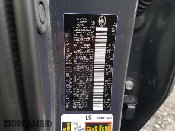 ✅ 2025 Toyota Camry SE • VIN: 4T1DAACK5SU515231 • Лот: 93685315. Опубликован ранее на Copart с пробегом 13 850 миль. Бесплатный доступ к архиву аукционных продаж из США и подробный отчёт об истории автомобиля на DreamBid. Изображение 13.