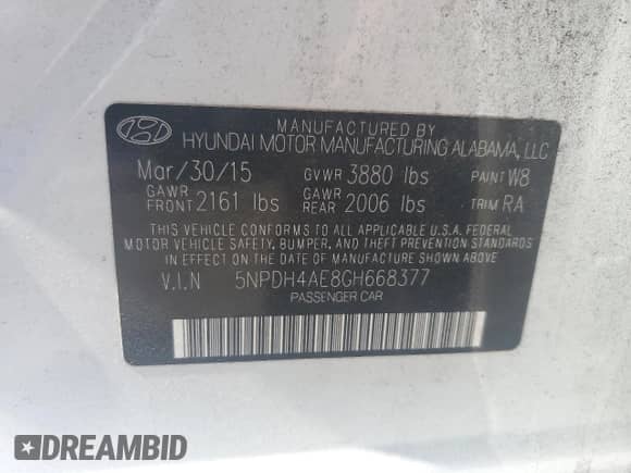 2016 Hyundai Elantra SE z VIN 5NPDH4AE8GH668377, wystawiony jako Copart lot #81238525 z przebiegiem 52 391 mil mil oraz Szkoda całkowita • Salvage title. Historia ofert i sprzedaży dostępna na DreamBid. Obrazek 12.