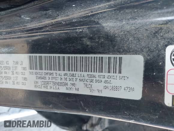 2019 Ram 1500 Big Horn с VIN 1C6SRFFT5KN699304, выставлен на аукционе IAAI как лот 40572979 с пробегом Не указан миль и . История ставок и продаж доступна на DreamBid. Изображение 9.