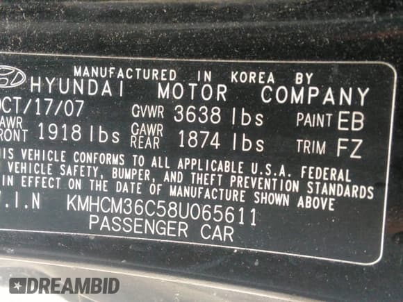 ✅ 2008 Hyundai Accent GS • VIN: KMHCM36C58U065611 • Лот: 42227892. Опубликован ранее на IAAI с пробегом 127 341 миль. Бесплатный доступ к архиву аукционных продаж из США и подробный отчёт об истории автомобиля на DreamBid. Изображение 9.