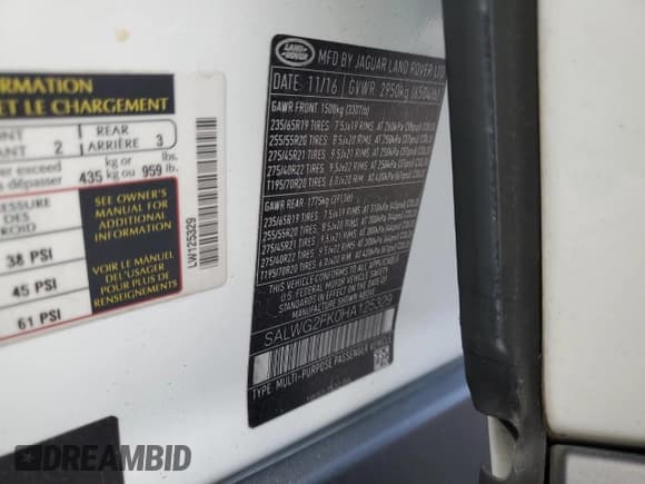 ✅ 2017 Land Rover Range Rover Sport SE • VIN: SALWG2FK0HA125329 • Lot: 92021095. Listed on Copart with 110,785 mi. Free auction sales archive from the USA and detailed vehicle history report at DreamBid. Image 14.