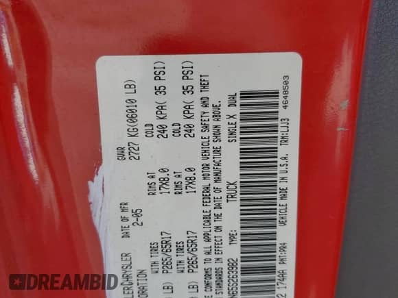 2005 Dodge Dakota Laramie with VIN 1D7HW58N65S263982, listed as a Copart auction lot 77470884 with 164,809 mi miles and Clean title. Bid and sale history available at DreamBid. Image 12.