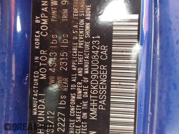 2013 Hyundai Genesis Coupe R-Spec с VIN KMHHT6KD9DU084231, выставлен на аукционе Copart как лот 83981854 с пробегом 124 575 миль миль и Списание • Salvage title. История ставок и продаж доступна на DreamBid. Изображение 12.