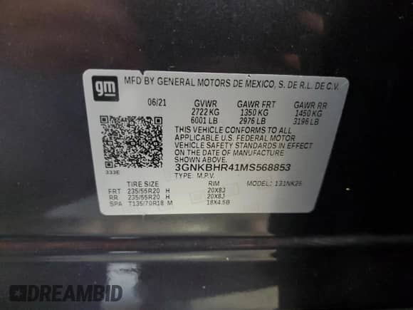 ✅ 2021 Chevrolet Blazer LT • VIN: 3GNKBHR41MS568853 • Lot: 70751744. Listed on Copart with 89,967 mi miles. Access the free auction sales archive from the USA and view a detailed vehicle history report at DreamBid. Image 15.