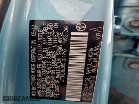 ✅ 2012 Toyota Prius Three • VIN: JTDKDTB38C1011963 • Лот: 92752435. Опубликован ранее на Copart с пробегом 154 386 миль. Бесплатный доступ к архиву аукционных продаж из США и подробный отчёт об истории автомобиля на DreamBid. Изображение 13.