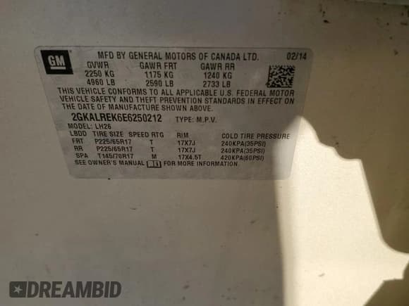 ✅ 2014 GMC Terrain SLE • VIN: 2GKALREK6E6250212 • Lot: 89637895. Listed on Copart with 165,753 mi. Free auction sales archive from the USA and detailed vehicle history report at DreamBid. Image 14.