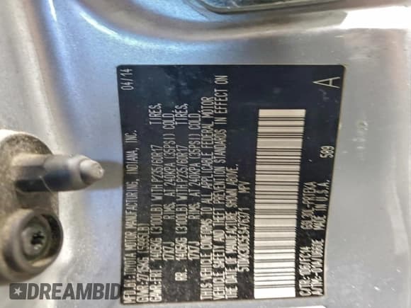 ✅ 2014 Toyota Sienna LE • VIN: 5TDKK3DC5ES476371 • Lot: 94230505. Listed on Copart with 217,306 mi. Free auction sales archive from the USA and detailed vehicle history report at DreamBid. Image 13.