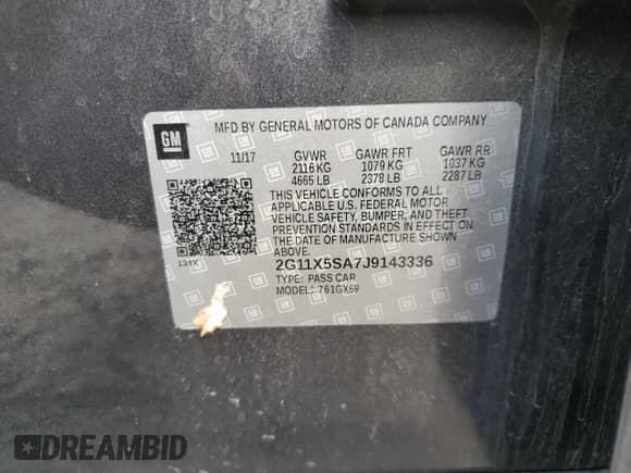 2018 Chevrolet Impala LS with VIN 2G11X5SA7J9143336, listed as a Copart auction lot 70694625 with 162,114 mi miles and Salvage title. Bid and sale history available at DreamBid. Image 13.