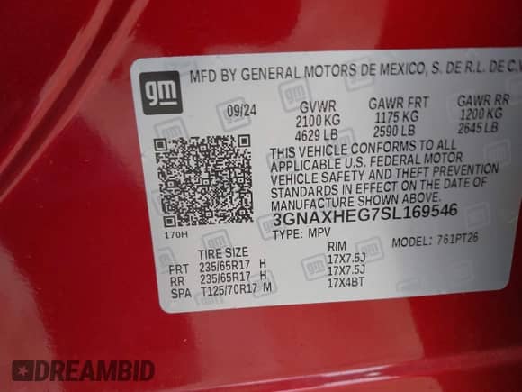 2025 Chevrolet Equinox FWD LT с VIN 3GNAXHEG7SL169546, выставлен на аукционе IAAI как лот 41922172 с пробегом Не указан миль и . История ставок и продаж доступна на DreamBid. Изображение 9.