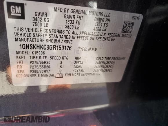 ✅ 2016 Chevrolet Suburban LT • VIN: 1GNSKHKC9GR150176 • Lot: 65519994. Wystawiony na Copart z przebiegiem 139 494 mil. Bezpłatny archiwum sprzedaży aukcyjnych z USA i szczegółowy raport historii pojazdu na DreamBid. Zdjęcie 13.