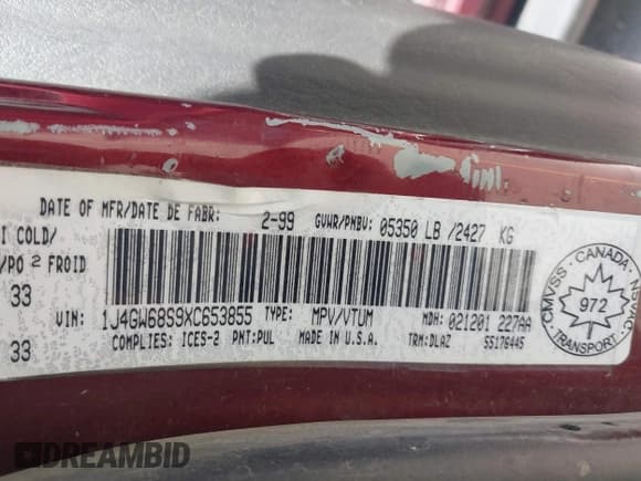 ✅ 1999 Jeep Grand Cherokee Limited • VIN: 1J4GW68S9XC653855 • Lot: 42433370. Listed on IAAI with 275,724 mi. Free auction sales archive from the USA and detailed vehicle history report at DreamBid. Image 9.