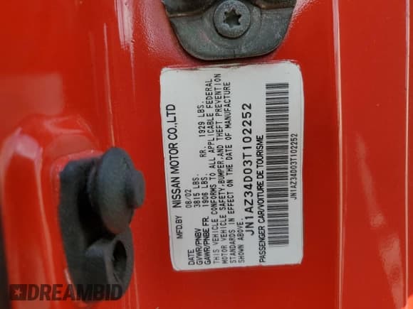 ✅ 2003 Nissan 350Z • VIN: JN1AZ34D03T102252 • Lot: 61172234. Listed on Copart with 151,693 mi. Free auction sales archive from the USA and detailed vehicle history report at DreamBid. Image 12.