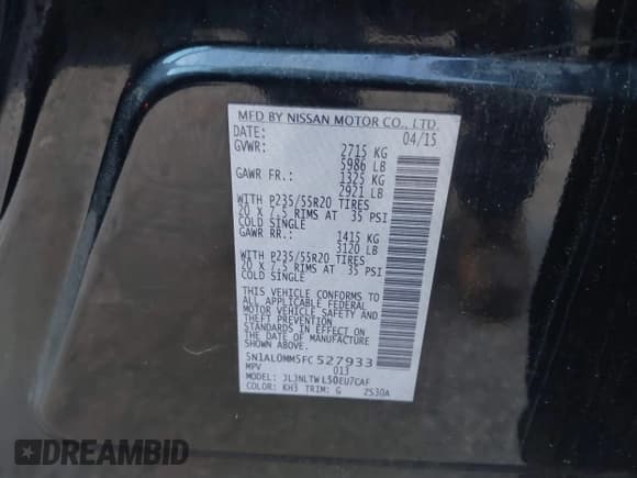 ✅ 2015 Infiniti QX60 • VIN: 5N1AL0MM5FC527933 • Lot: 41516976. Listed on IAAI with 140,451 mi. Free auction sales archive from the USA and detailed vehicle history report at DreamBid. Image 9.