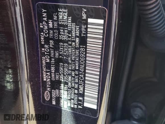 ✅ 2022 Hyundai Tucson SEL Convenience • VIN: KM8JFCA14NU069281 • Лот: 71495823. Опубликован ранее на Copart с пробегом 14 776 миль. Бесплатный доступ к архиву аукционных продаж из США и подробный отчёт об истории автомобиля на DreamBid. Изображение 12.