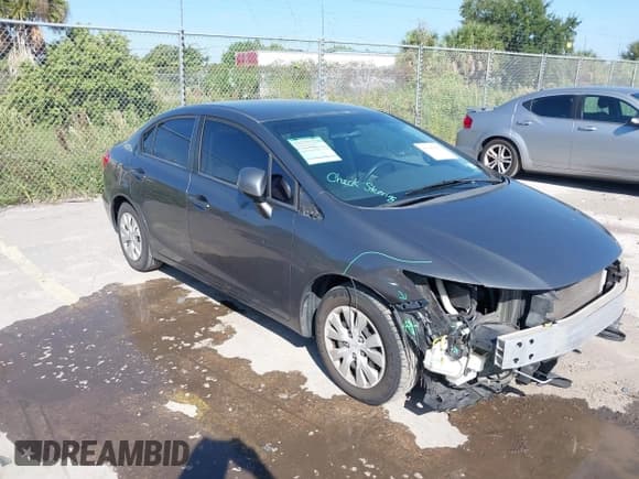 ✅ 2012 Honda Civic LX • VIN: 19XFB2F57CE015240 • Лот: 43345841. Опубликован ранее на IAAI с пробегом Не указан. Бесплатный доступ к архиву аукционных продаж из США и подробный отчёт об истории автомобиля на DreamBid. Изображение 1.