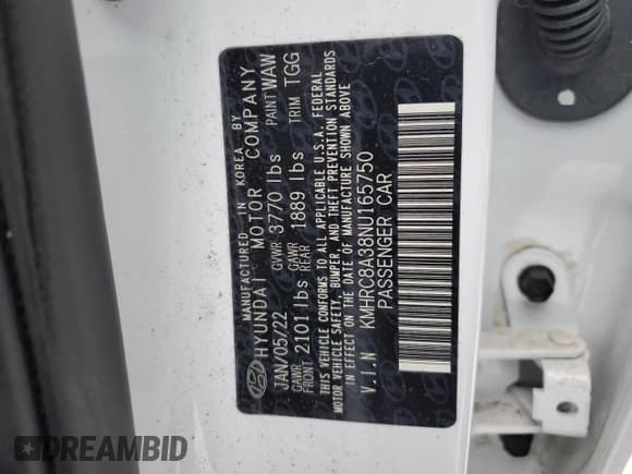 ✅ 2022 Hyundai Venue Limited • VIN: KMHRC8A38NU165750 • Lot: 87469574. Listed on Copart with 9,887 mi. Free auction sales archive from the USA and detailed vehicle history report at DreamBid. Image 14.