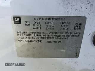 2016 Chevrolet Malibu LT with VIN 1G11C5SA7GF150900, listed as a Copart auction lot 85323745 with 161,896 mi miles and Clean title. Bid and sale history available at DreamBid. Image 5.