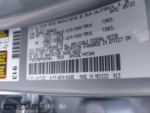 ✅ 2023 Toyota Tacoma SR5 • VIN: 3TMBZ5DN0PM038966 • Lot: 39839705. Wystawiony na IAAI z przebiegiem 14 911 mil. Bezpłatny archiwum sprzedaży aukcyjnych z USA i szczegółowy raport historii pojazdu na DreamBid. Zdjęcie 9.