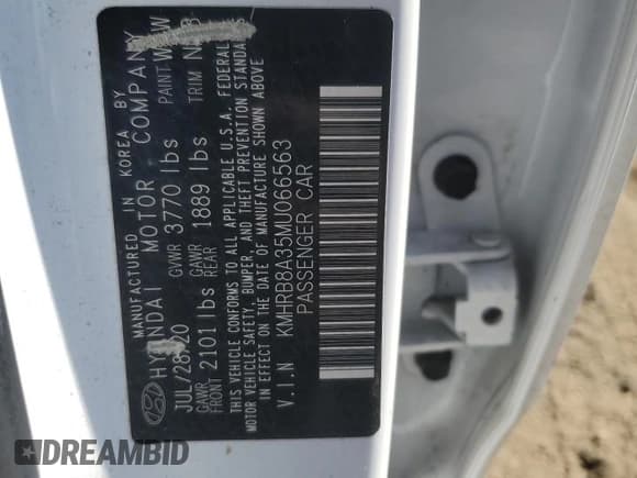 ✅ 2021 Hyundai Venue SE • VIN: KMHRB8A35MU066563 • Lot: 76554364. Listed on Copart with 74,242 mi. Free auction sales archive from the USA and detailed vehicle history report at DreamBid. Image 14.