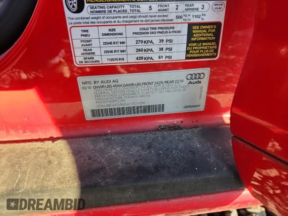 ✅ 2010 Audi A3 • VIN: WAUBFAFM6AA142594 • Лот: 92477695. Опубликован ранее на Copart с пробегом 212 723 миль. Бесплатный доступ к архиву аукционных продаж из США и подробный отчёт об истории автомобиля на DreamBid. Изображение 12.