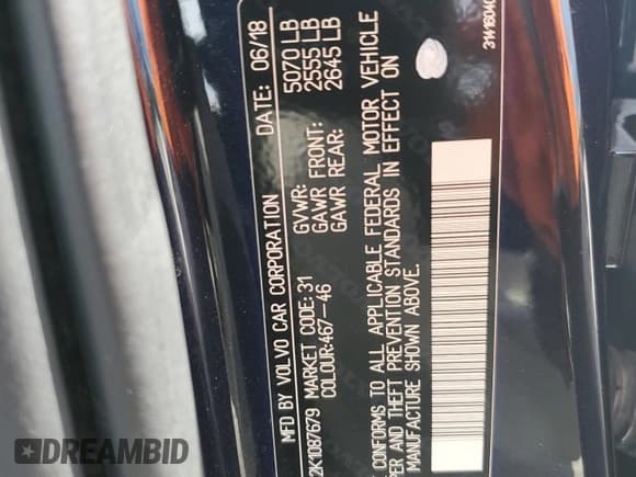 ✅ 2019 Volvo V90 Inscription • VIN: YV1102GL2K1087679 • Lot: 60154775. Listed on Copart with 85,918 mi. Free auction sales archive from the USA and detailed vehicle history report at DreamBid. Image 12.