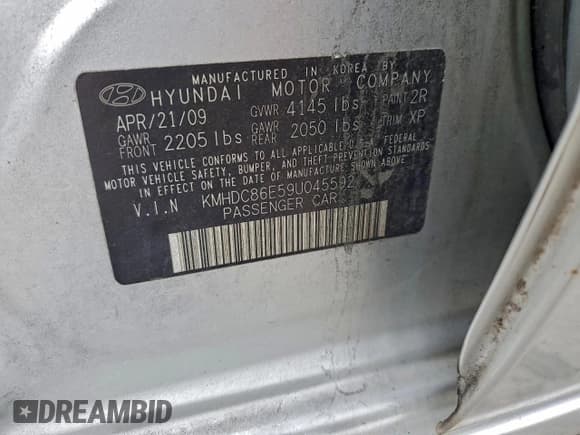 ✅ 2009 Hyundai Elantra Touring • VIN: KMHDC86E59U045592 • Lot: 93972515. Wystawiony na Copart z przebiegiem 225 740 mil. Bezpłatny archiwum sprzedaży aukcyjnych z USA i szczegółowy raport historii pojazdu na DreamBid. Zdjęcie 12.