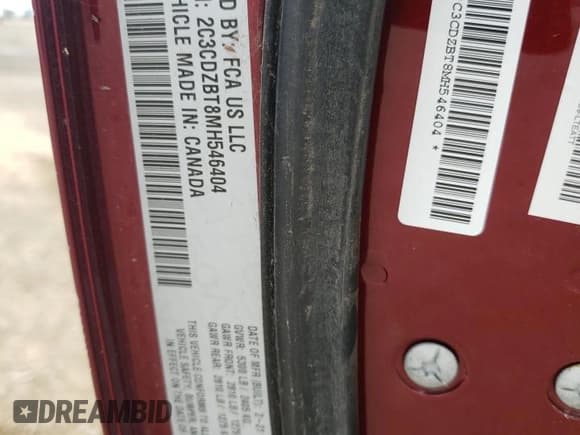 ✅ 2021 Dodge Challenger R/T • VIN: 2C3CDZBT8MH546404 • Lot: 66819783. Wystawiony na Copart z przebiegiem 35 359 mil. Bezpłatny archiwum sprzedaży aukcyjnych z USA i szczegółowy raport historii pojazdu na DreamBid. Zdjęcie 12.