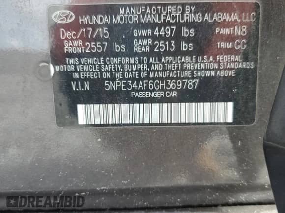 2016 Hyundai Sonata Sport с VIN 5NPE34AF6GH369787, выставлен на аукционе Copart как лот 85350855 с пробегом 169 853 миль миль и Списание • Salvage title. История ставок и продаж доступна на DreamBid. Изображение 13.