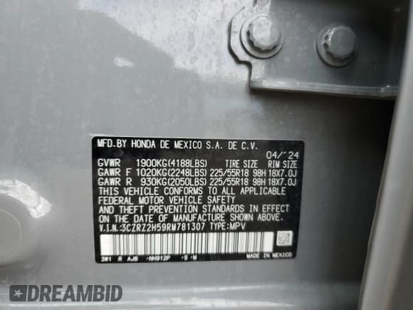 ✅ 2024 Honda HR-V Sport • VIN: 3CZRZ2H59RM781307 • Lot: 90550785. Wystawiony na Copart z przebiegiem 24 000 mil. Bezpłatny archiwum sprzedaży aukcyjnych z USA i szczegółowy raport historii pojazdu na DreamBid. Zdjęcie 14.