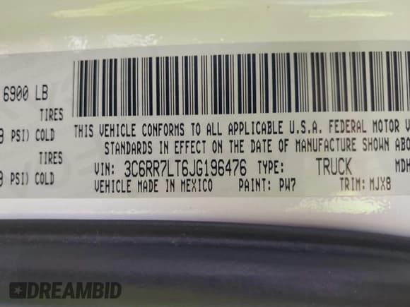 ✅ 2018 Ram 1500 Big Horn • VIN: 3C6RR7LT6JG196476 • Lot: 42222899. Wystawiony na IAAI z przebiegiem 84 034 mil. Bezpłatny archiwum sprzedaży aukcyjnych z USA i szczegółowy raport historii pojazdu na DreamBid. Zdjęcie 9.