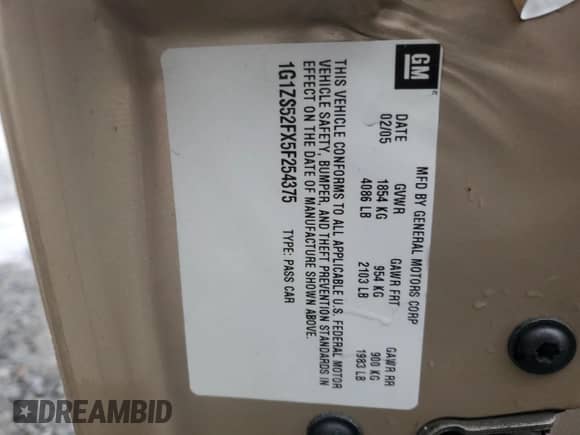 2005 Chevrolet Malibu z VIN 1G1ZS52FX5F254375, wystawiony jako Copart lot #49496314 z przebiegiem 106 654 mil mil oraz Szkoda całkowita • Salvage title. Historia ofert i sprzedaży dostępna na DreamBid. Obrazek 12.