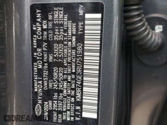 ✅ 2024 Hyundai Palisade Calligraphy • VIN: KM8R74GE3RU751980 • Лот: 85806354. Опубликован ранее на Copart с пробегом 4 843 миль. Бесплатный доступ к архиву аукционных продаж из США и подробный отчёт об истории автомобиля на DreamBid. Изображение 13.