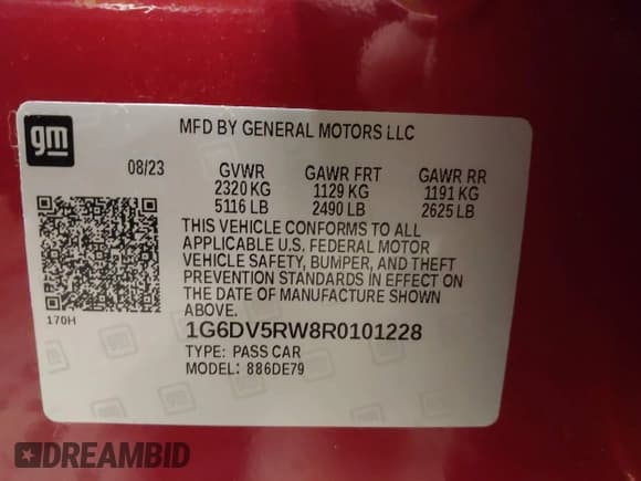 ✅ 2024 Cadillac CT5-V • VIN: 1G6DV5RW8R0101228 • Лот: 41309095. Опубликован ранее на IAAI с пробегом 10 323 миль. Бесплатный доступ к архиву аукционных продаж из США и подробный отчёт об истории автомобиля на DreamBid. Изображение 9.