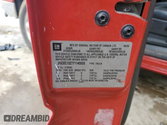 2007 Chevrolet Silverado 1500 LT1 z VIN 2GCEC13Z771140008, wystawiony jako Copart lot #44406305 z przebiegiem 163 801 mil mil oraz Szkoda całkowita • Salvage title. Historia ofert i sprzedaży dostępna na DreamBid. Obrazek 14.