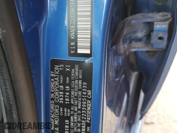 ✅ 2009 Kia Rio LX • VIN: KNADE223396514339 • Lot: 68562514. Listed on Copart with 189,185 mi. Free auction sales archive from the USA and detailed vehicle history report at DreamBid. Image 14.