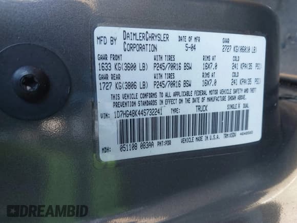 ✅ 2004 Dodge Dakota SLT • VIN: 1D7HG48K44S732241 • Лот: 41640470. Опубликован ранее на IAAI с пробегом 245 363 миль. Бесплатный доступ к архиву аукционных продаж из США и подробный отчёт об истории автомобиля на DreamBid. Изображение 9.