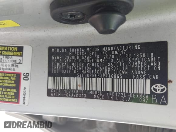 ✅ 2018 Toyota Corolla LE • VIN: 5YFBURHE6JP746865 • Lot: 42290663. Wystawiony na IAAI z przebiegiem 146 519 mil. Bezpłatny archiwum sprzedaży aukcyjnych z USA i szczegółowy raport historii pojazdu na DreamBid. Zdjęcie 9.