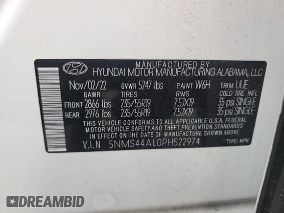 ✅ 2023 Hyundai Santa Fe Limited • VIN: 5NMS44AL0PH522974 • Lot: 60760934. Wystawiony na Copart z przebiegiem 42 467 mil. Bezpłatny archiwum sprzedaży aukcyjnych z USA i szczegółowy raport historii pojazdu na DreamBid. Zdjęcie 14.