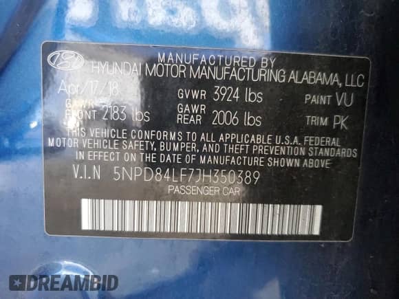 2018 Hyundai Elantra SEL z VIN 5NPD84LF7JH350389, wystawiony jako Copart lot #81870275 z przebiegiem 121 379 mil mil oraz Szkoda całkowita • Salvage title. Historia ofert i sprzedaży dostępna na DreamBid. Obrazek 12.