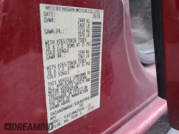 ✅ 2010 Nissan Xterra X • VIN: 5N1AN0NW6AC504096 • Лот: 85146214. Опубликован ранее на Copart с пробегом 231 774 миль. Бесплатный доступ к архиву аукционных продаж из США и подробный отчёт об истории автомобиля на DreamBid. Изображение 13.