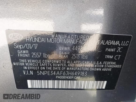 ✅ 2018 Hyundai Sonata Sport Plus • VIN: 5NPE34AF6JH649183 • Lot: 43494170. Listed on IAAI with 117,471 mi. Free auction sales archive from the USA and detailed vehicle history report at DreamBid. Image 9.