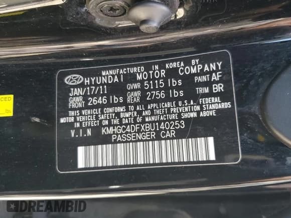 ✅ 2011 Hyundai Genesis • VIN: KMHGC4DFXBU140253 • Лот: 84727875. Опубликован ранее на Copart с пробегом 131 887 миль. Бесплатный доступ к архиву аукционных продаж из США и подробный отчёт об истории автомобиля на DreamBid. Изображение 12.