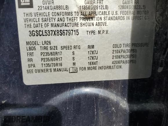 ✅ 2008 Saturn VUE XR • VIN: 3GSCL537X8S679715 • Лот: 82658045. Опубликован ранее на Copart с пробегом 149 428 миль. Бесплатный доступ к архиву аукционных продаж из США и подробный отчёт об истории автомобиля на DreamBid. Изображение 13.