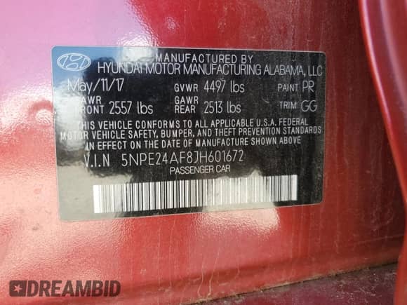 2018 Hyundai Sonata SE с VIN 5NPE24AF8JH601672, выставлен на аукционе Copart как лот 65040905 с пробегом Не указан миль и Списание • Salvage title. История ставок и продаж доступна на DreamBid. Изображение 12.