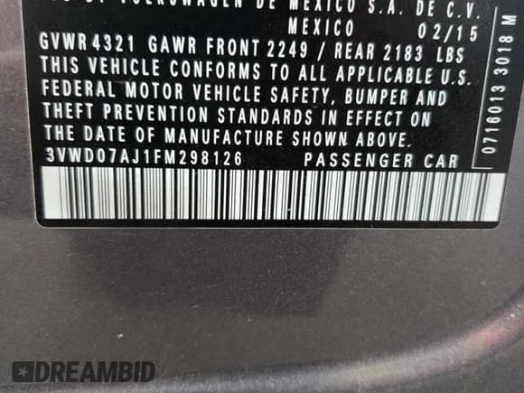 ✅ 2015 Volkswagen Jetta SE • VIN: 3VWD07AJ1FM298126 • Lot: 82627695. Wystawiony na Copart z przebiegiem 114 773 mil. Bezpłatny archiwum sprzedaży aukcyjnych z USA i szczegółowy raport historii pojazdu na DreamBid. Zdjęcie 12.