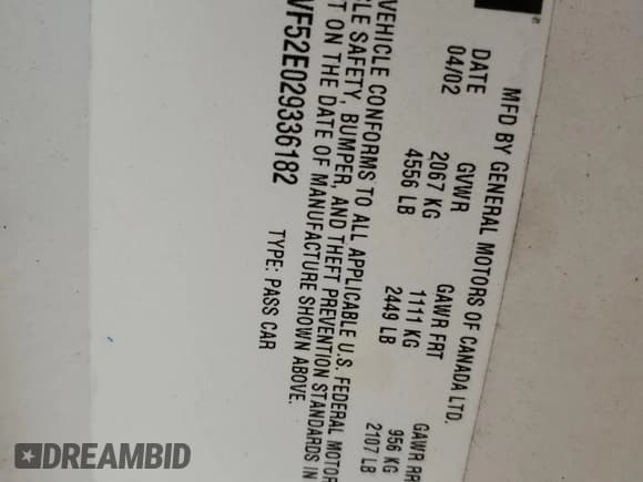 ✅ 2002 Chevrolet Impala • VIN: 2G1WF52E029336182 • Лот: 43265565. Опубликован ранее на Copart с пробегом 101 864 миль. Бесплатный доступ к архиву аукционных продаж из США и подробный отчёт об истории автомобиля на DreamBid. Изображение 12.