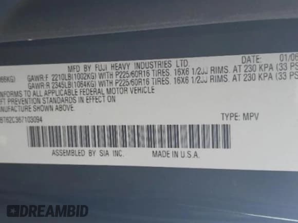 ✅ 2006 Subaru Baja Special Sports • VIN: 4S4BT62C367103094 • Лот: 54652834. Опубликован ранее на Copart с пробегом 98 332 миль. Бесплатный доступ к архиву аукционных продаж из США и подробный отчёт об истории автомобиля на DreamBid. Изображение 12.